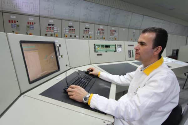Inside facility, person at computer