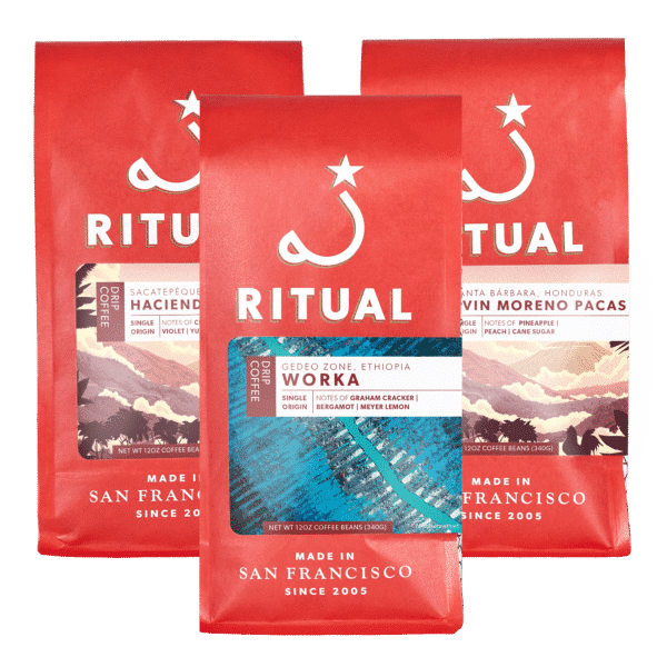 Three 12oz bags of drip coffee