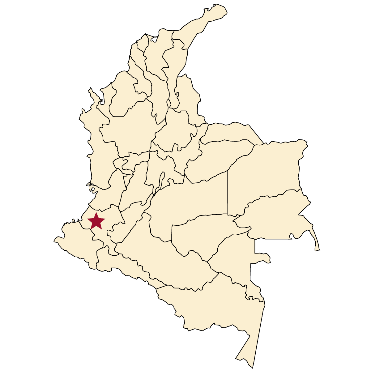 Map of Cauca, Colombia