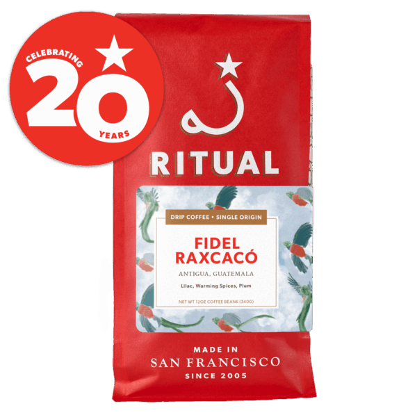 12oz bag of Fidel Raxcaco drip coffee.