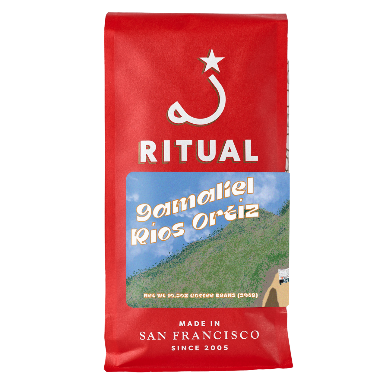 Red bag of Gamaliel Rios Ortiz drip coffee
